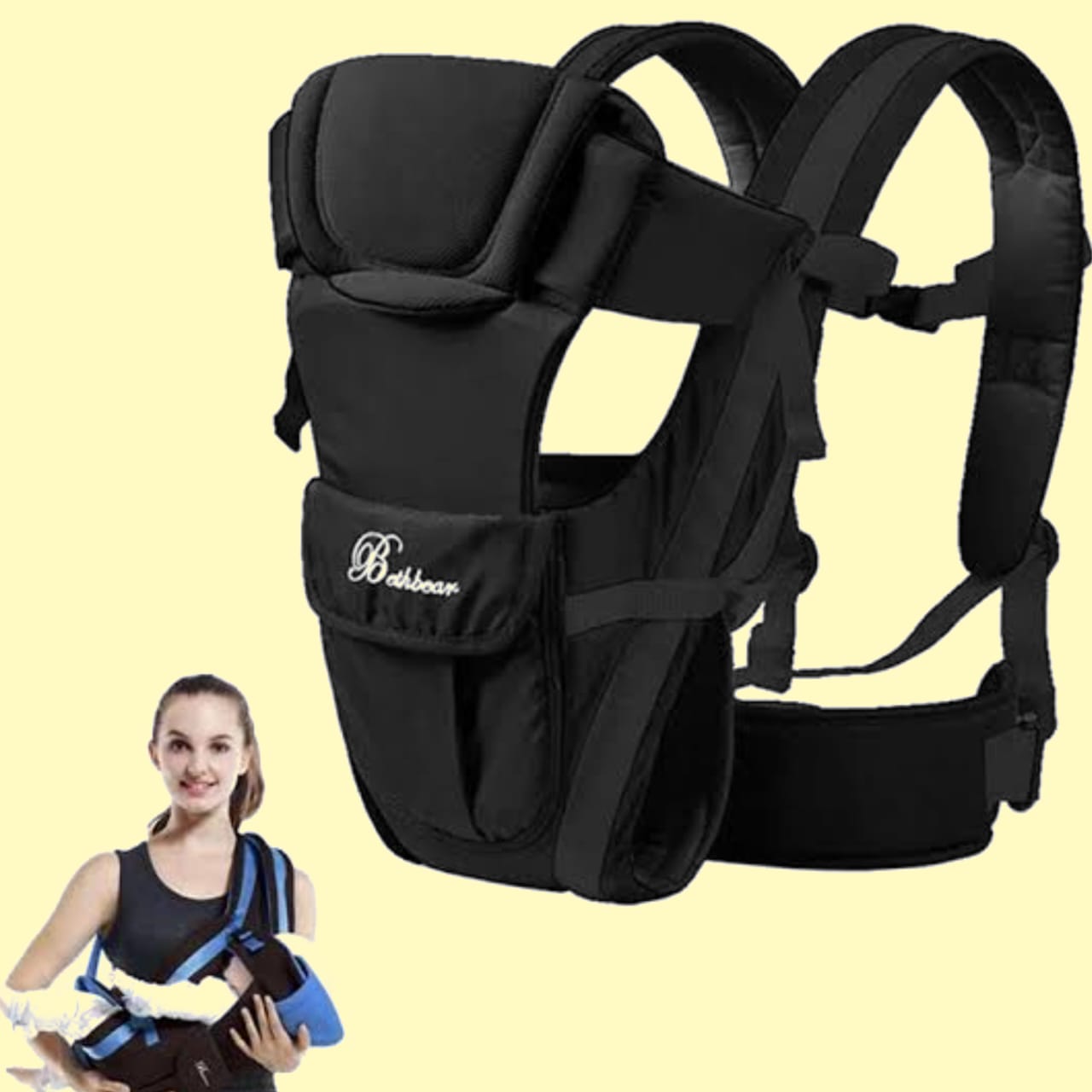 Beth Bear Baby Brand Carrier Backpack Breathable Front Facing 4 in 1 Infant Comfortable(Black)